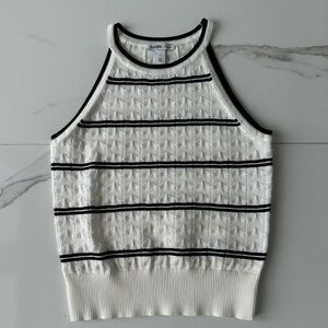 White House Black Market Sleeveless Striped Top with Texture NWOT, Sz. L